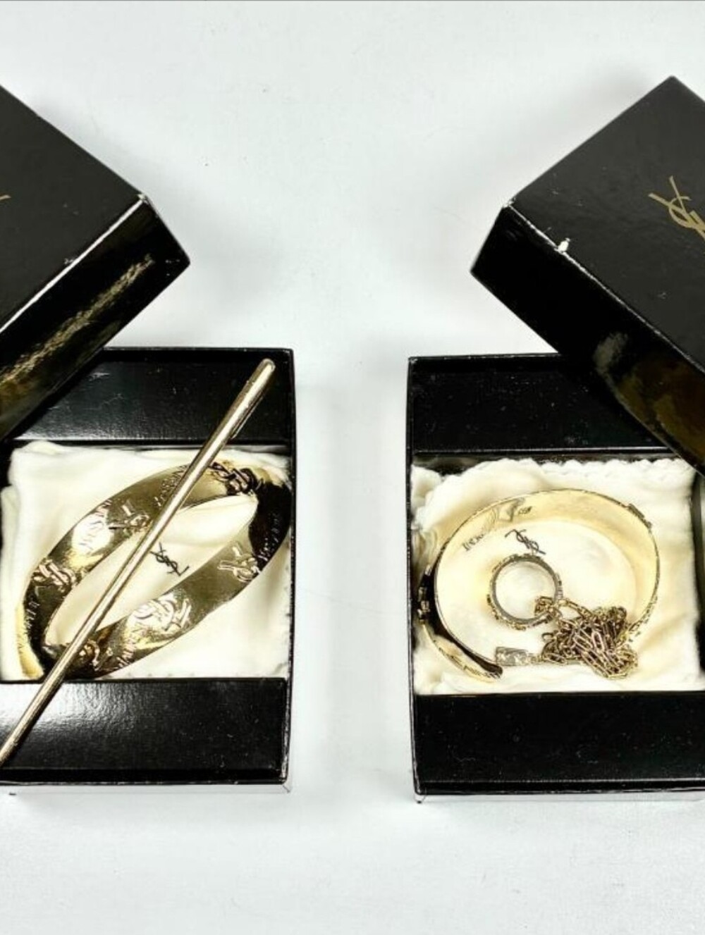 Yves Saint Laurent Gold-Tone Bracelet and Brooch Set